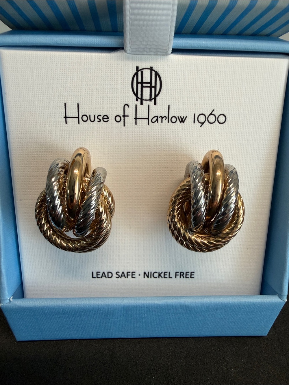 House of Harlow 1960 | Mixed Metal Love Knot Ripe Textured Statement Earrings